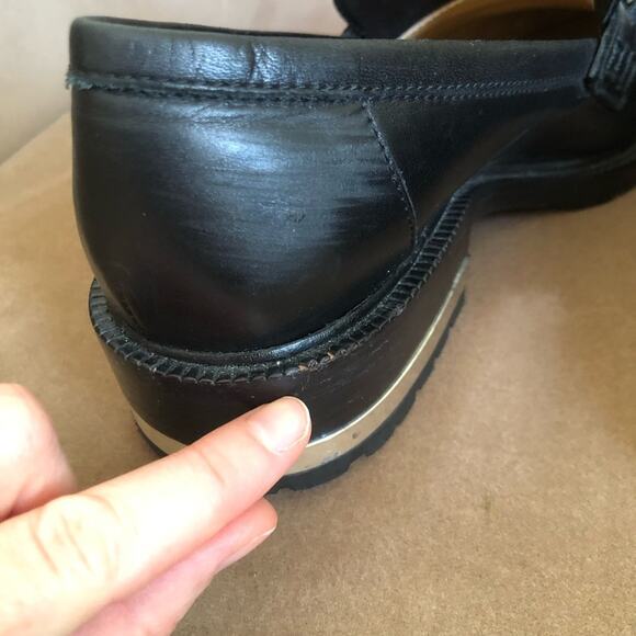 Barbara Bui Black Leather Silver Chain Link Loafers 37 - Picture 9 of 13